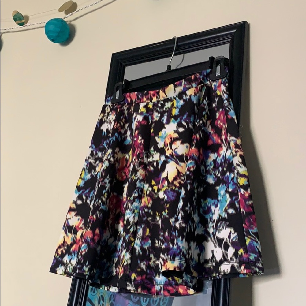 Summer Flare/Skater Skirt Blurry Floral Pattern